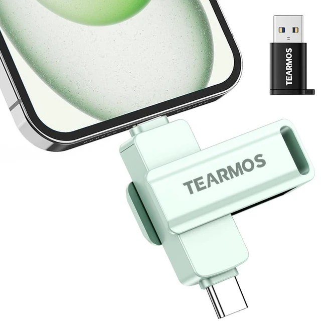 Main image of TEARMOS 512GB Photo Stick for iPhone Flash Drive, Memory Stick Phone Storage for Photos and Videos Files Backup, Compatible with iPhone iPad Android PC, Plug & Play, No App Required (Green)