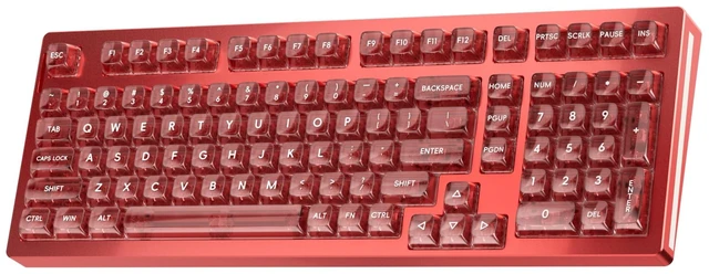 Main image of kutethy KY98 Full Aluminum CNC Mechanical Keyboard with Transparent Keycaps,Hot-swappable,Pre-lubed Clicky Switches,Gasket Structure,RGB Backlit,BT5.0/2.4G/USB-C Wired (Red)