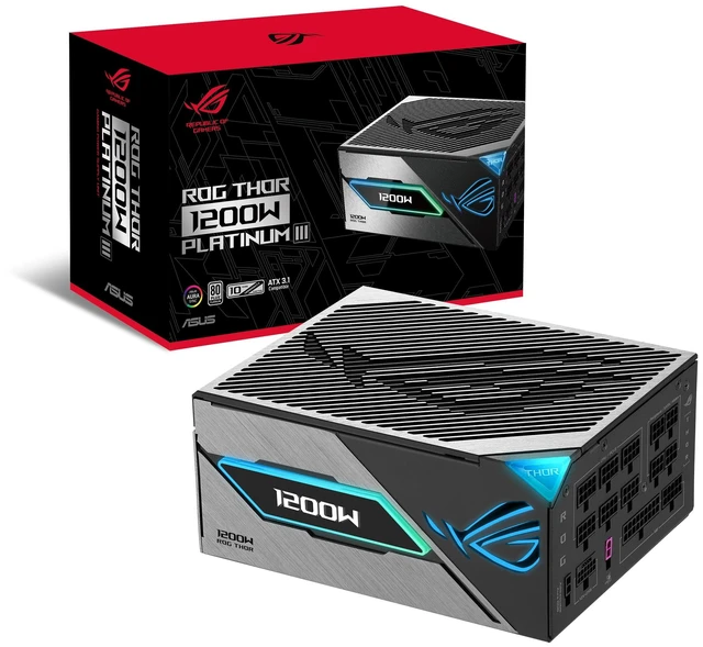 Main image of ASUS ROG Thor 1200W Platinum III PSU (80 Plus Platinum Certified, ATX 3.1, GaN MOSFET, GPU-First Intelligent Voltage Stabilizer, Magnetic OLED Display, Turbo Mode, 10-Year Warranty)