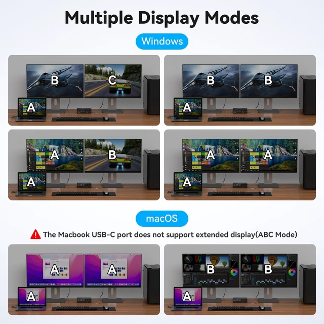 Alt view image 3 of 5 - USB C & Displayport KVM Switch 2 Monitors Laptop & Desktop Docking Station