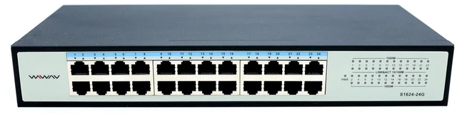 Main image of WIWAV S1624-24G 24-Port Gigabit Unmanaged Ethernet Switches - Full Duplex LAN Hub for Enterprise, Business, Home, Office, NAS, AP, PC, IP Surveillance (Metal, Plug&Play, Fanless)