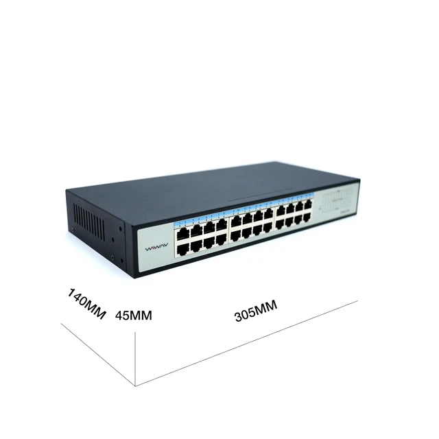Alt view image 3 of 5 - WIWAV S1624-24G 24-Port Gigabit Unmanaged Ethernet Switches - Full Duplex LAN Hub for Enterprise, Business, Home, Office, NAS, AP, PC, IP Surveillance (Metal, Plug&Play, Fanless)