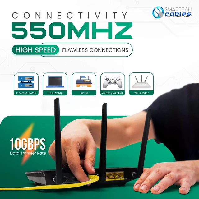 Alt view image 4 of 5 - Smartech Cables ^^ Cat 6 Ethernet Cable 1000ft ^^ 23AWG UTP 4-Pairs in-Wall Bulk Riser CMR CAT6 1000ft ^^ 10Gbps 550MHz High-Performance Cable for Home, Office & Gaming ^^ Tangle-Free Pull Box ^^ Yell