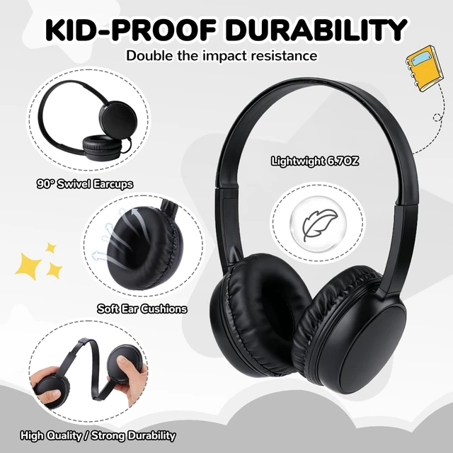 Alt view image 2 of 5 - XOSDA Bulk Headphones 40 Pack for Kids School Classroom Student, Wholesale On Ear Durable Wired Earphones with 3.5mm Jack for Library Airplane Online Learning and Travel (LS30,40 Black)