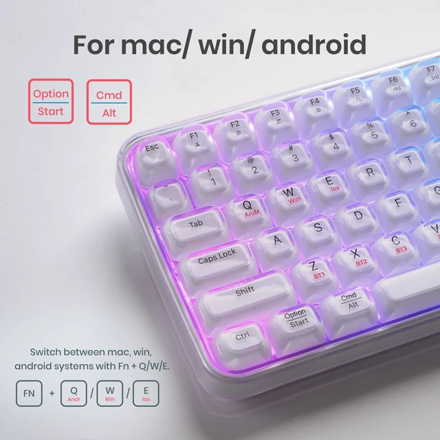 Alt view image 4 of 5 - Perixx PERIBOARD-836 Multi-Device RGB Backlit Wireless Keyboard, US English