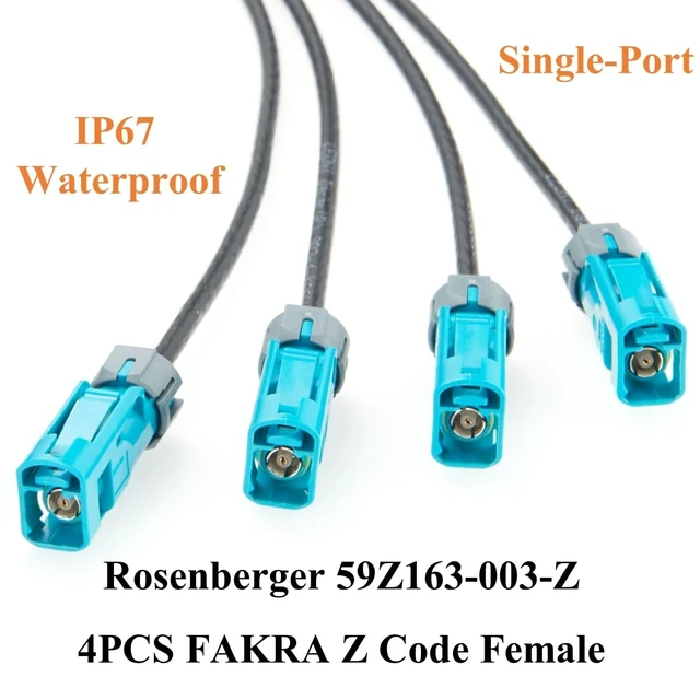 Alt view image 3 of 5 - Rosenberger Quad HFM Mini FAKRA Z Code Female to FAKRA Female Cable IP67 Waterproof Automotive RF Coaxial Harness AMK14K-1M4Z5-Z, 59Z163-003-Z (0.5M/1.64FT)