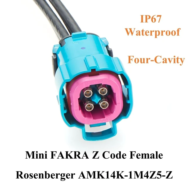 Alt view image 4 of 5 - Rosenberger Quad HFM Mini FAKRA Z Code Female to FAKRA Female Cable IP67 Waterproof Automotive RF Coaxial Harness AMK14K-1M4Z5-Z, 59Z163-003-Z (0.5M/1.64FT)