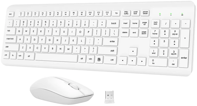 Main image of Wireless Keyboard and Mouse Combo, Full-Size Silent Ergonomic Keyboard and Optical Mouse, Long Battery Life, 2.4GHz Lag-Free Cordless Mice Keyboard for Computer, Mac, Laptop, PC, Windows(White)