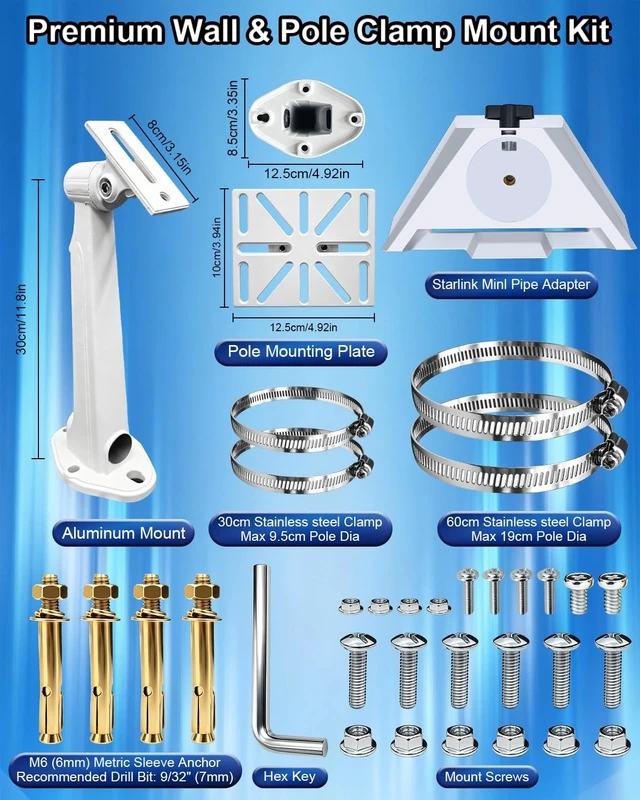 Alt view image 5 of 5 - LOBOTOKO Starlink Mini Wall and Pole Clamp Mount, 360 Adjustable Heavy-Duty Aluminum Alloy Bracket, Rustproof Anti-Corrosion, Multi-Purpose Mount Fits Wall, Pole, Pipe & Railing, Home & Outdoor Use