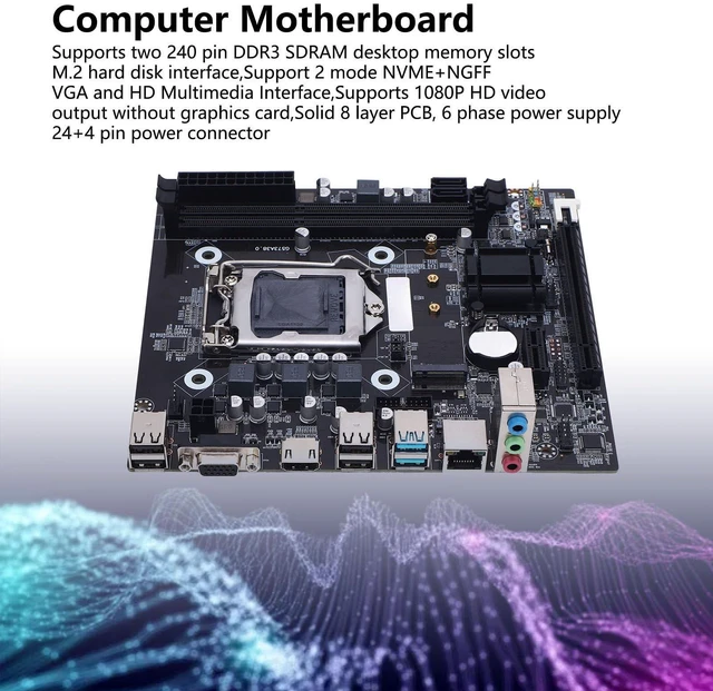 Alt view image 2 of 5 - VBESTLIFE H81 Gaming Motherboard, LGA 1150 Socket M ATX DDR3 16GB RAM for Core i3 i5 i7 4th Gen E3 V3 Celeron G Series, M.2 NVMe NGFF SATA 3.0 6Gbs PCIE x16