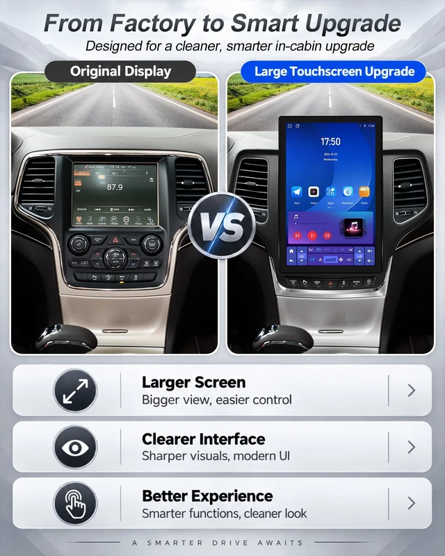Alt view image 3 of 5 - 12.95" Car Radio Stereo Upgrade for Grand Cherokee 2014-2022,Wireless CarPlay Android Auto,Android 13 Head Unit with WiFi SWC GPS 1080P Backup Camera 4+64GB