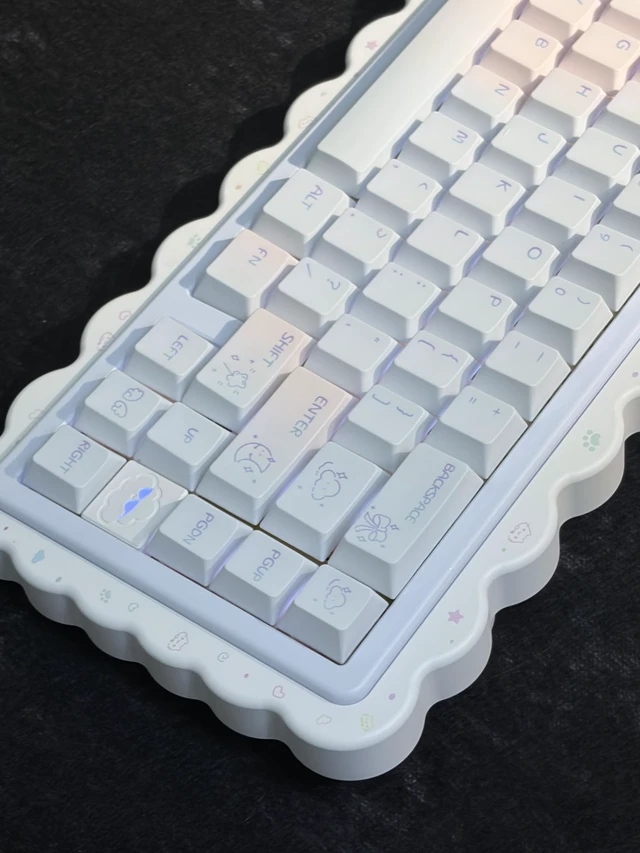 Alt view image 5 of 5 - Dawn Hue Keycaps 130 Keys - Side Printed Shine Through PBT Dye-Sublimation Keycap Set, Cherry Profile, Pastel Pink Blue Gradient for 60% 65% 75% 100% Cherry MX Mechanical Keyboard