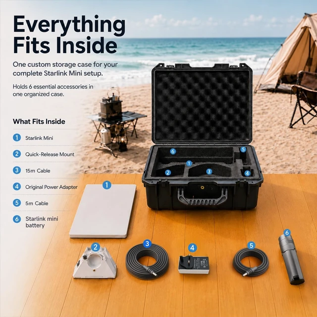 Alt view image 3 of 5 - for Starlink Mini Carry Travel Case with DC Cable&Shoulder Strap