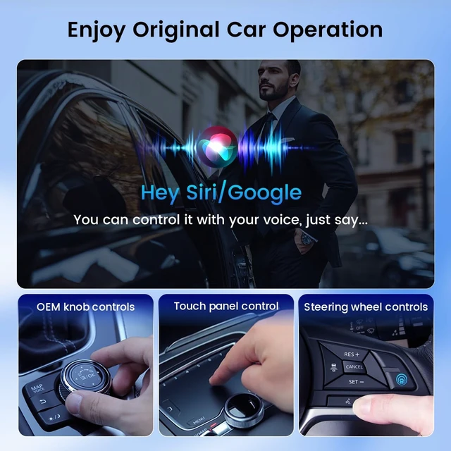 Alt view image 5 of 5 - 5iveSky Wireless CarPlay Adapter for iPhone, CarPlay Wireless Adapter for Factory Wired CarPlay & Android Auto, Plug & Play Android Auto Wireless Adapter, WiFi 6 & Bluetooth 5.3