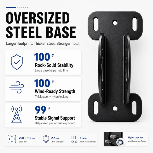 Alt view image 2 of 5 - Starlink Mount for Standard 4/4X/Gen 3, Heavy Duty 360 Adjustable Starlink Roof Mount, Windproof Starlink Wall Mount with Adapter, All-in-One Starlink Mounting Kit Compatible with V3/V4 Standard Dish