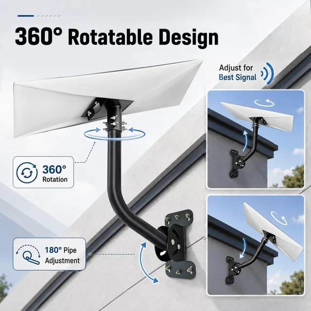 Alt view image 3 of 5 - Starlink Mount for Standard 4/4X/Gen 3, Heavy Duty 360 Adjustable Starlink Roof Mount, Windproof Starlink Wall Mount with Adapter, All-in-One Starlink Mounting Kit Compatible with V3/V4 Standard Dish