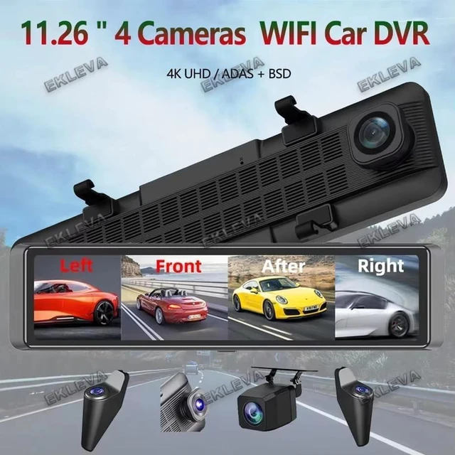 Alt view image 2 of 5 - EKLEVA 11.26 Inch Mirror Dash Cam, 4K Ultra HD, 4 Channel Recording with WiFi, Night Vision, ADAS BSD System,Supports SD Card Expansion
