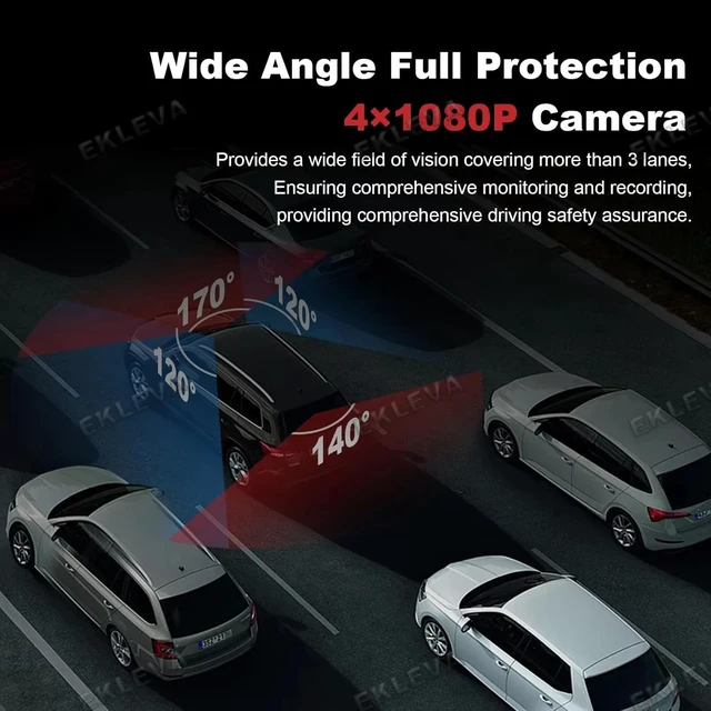 Alt view image 4 of 5 - EKLEVA 11.26 Inch Mirror Dash Cam, 4K Ultra HD, 4 Channel Recording with WiFi, Night Vision, ADAS BSD System,Supports SD Card Expansion