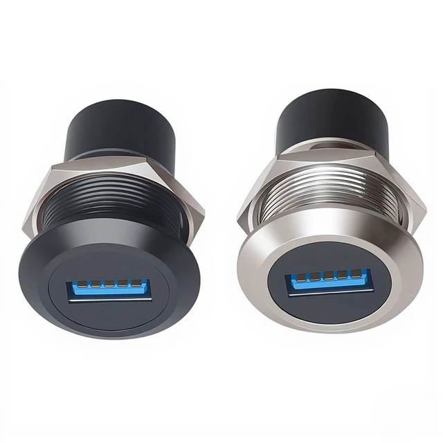 Alt view image 2 of 5 - AYECEHI USB 3.0 Panel Mount Connector Round USB Bulkhead Extension Adapter
