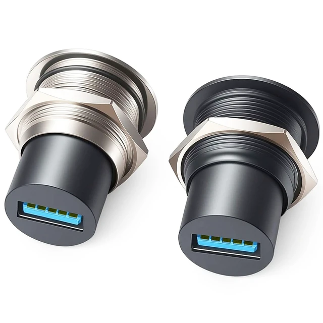 Alt view image 4 of 5 - AYECEHI USB 3.0 Panel Mount Connector Round USB Bulkhead Extension Adapter