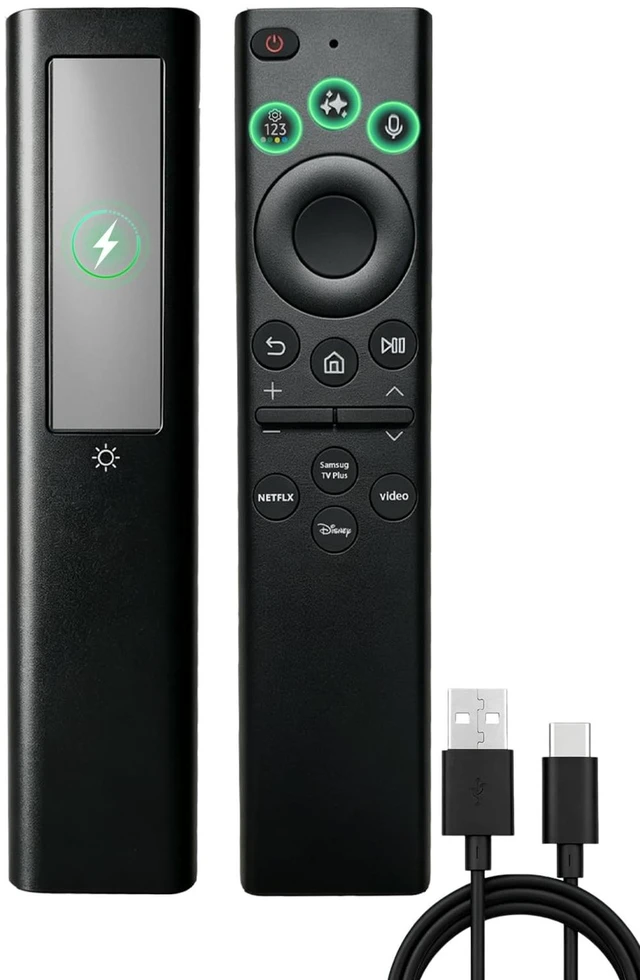 Main image of Rechargeable for Samsung Solar TV Remote Control with Voice Control,USB-C Fast Charging,Replacement Remote for Samsung Smart TV,Universal 2018-2025 TV Models,Free Charge Cable