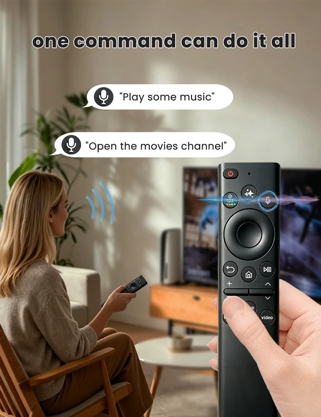 Alt view image 5 of 5 - Rechargeable for Samsung Solar TV Remote Control with Voice Control,USB-C Fast Charging,Replacement Remote for Samsung Smart TV,Universal 2018-2025 TV Models,Free Charge Cable