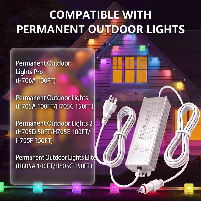 Alt view image 2 of 5 - 36V 2A Power Adapter Charge for Govee Permanent Outdoor Light 2/Pro/Elite