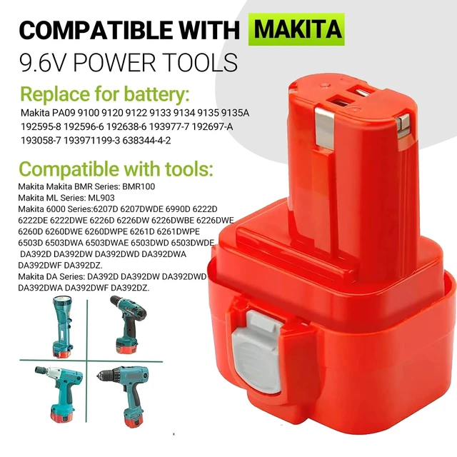 Alt view image 3 of 5 - Hanaix 3.5Ah for Makita 9.6V Battery PA09 9100 9100A 9120 9122 9133 9134