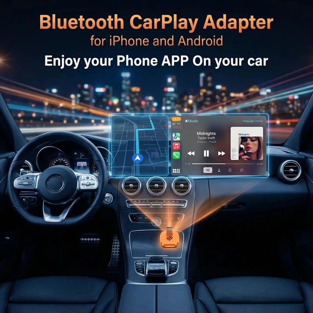 Alt view image 2 of 5 - 2-in-1 Wireless CarPlay Adapter for iPhone & Android Auto, Converts Wired to Wireless CarPlay in 5 Sec, Plug & Play No App Needed, Auto-Reconnect, Mini Dongle for 1000+ Cars iOS 10+ Andr