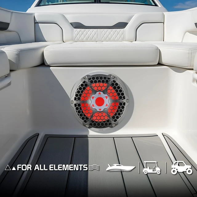 Alt view image 4 of 5 - DS18 NXL-12SUB/WH Hydro 12" Marine Audio Subwoofer 700 Watts Max 350 Watts RMS 4 Ohms with Integrated RGB Lights and Cover - Weatherproof Bass - IP65 Marine Grade - 1 Speaker