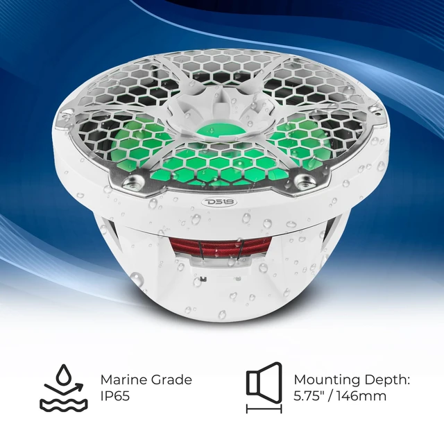 Alt view image 3 of 5 - DS18 NXL-12SUB/WH Hydro 12" Marine Audio Subwoofer 700 Watts Max 350 Watts RMS 4 Ohms with Integrated RGB Lights and Cover - Weatherproof Bass - IP65 Marine Grade - 1 Speaker