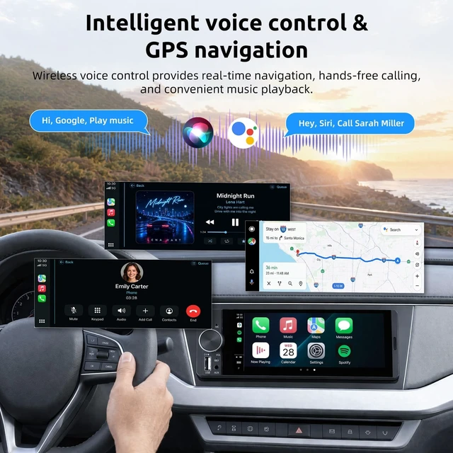 Alt view image 3 of 5 - ESSGOO Single Din Radio Car Stereo with Wireless CarPlay & Android Auto