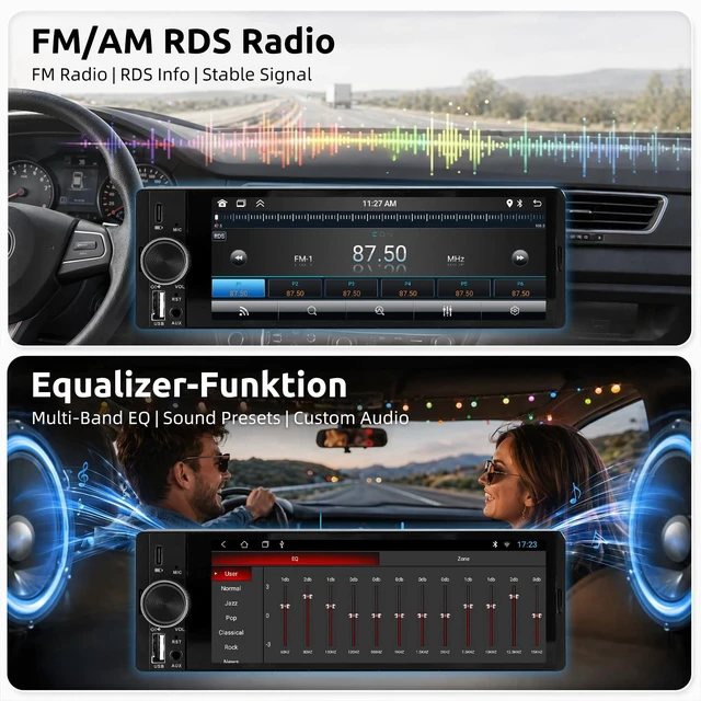 Alt view image 5 of 5 - ESSGOO Single Din Radio Car Stereo with Wireless CarPlay & Android Auto