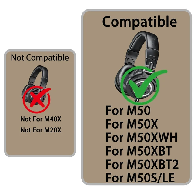 Alt view image 2 of 5 - Earpads+Headband Kit for ATH M50/M50X/M50XWH/M50XBT/M50XBT2/M50S/LE-Black