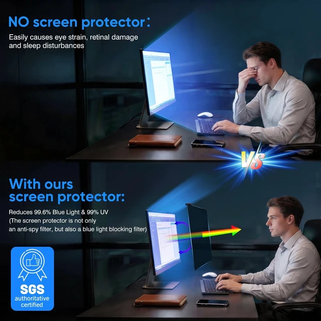 Alt view image 3 of 5 - YPJIQ 24 Inch Privacy Screen Protector & Anti Blue Light