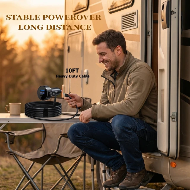 Alt view image 5 of 5 - Starlink Mini 3 in 1 Car Charger DC Cable, Cigarette Lighter Adapter Digital Display USB C PD40W USB A 35W 10FT for Cars Trucks
