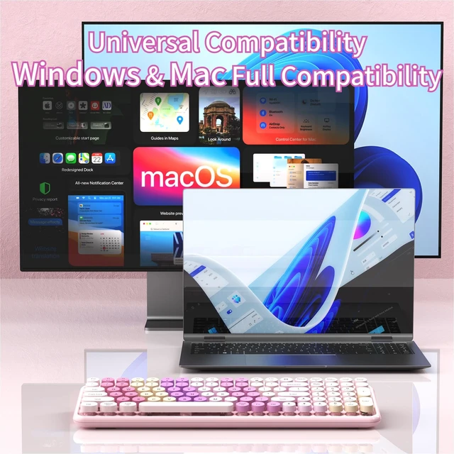 Alt view image 3 of 5 - COVEVA Colorful Wireless Bluetooth Keyboard (Rainbow Pink)