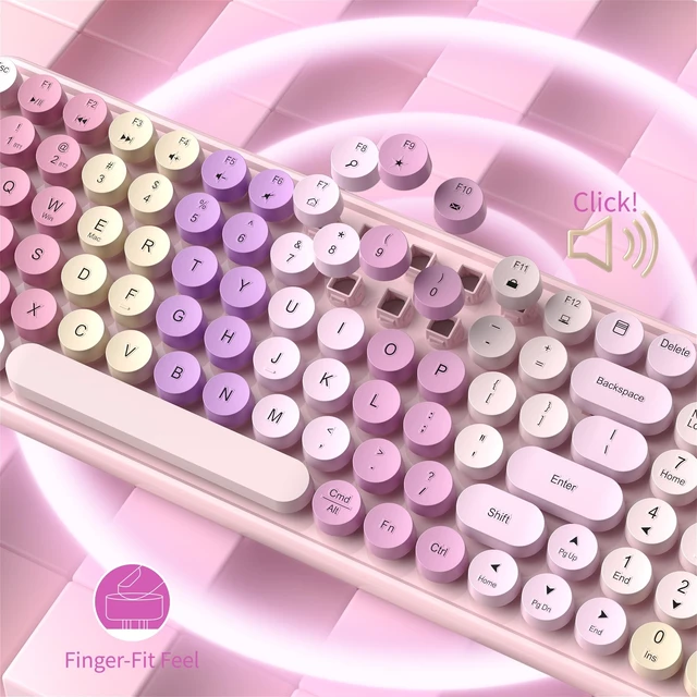 Alt view image 5 of 5 - COVEVA Colorful Wireless Bluetooth Keyboard (Rainbow Pink)