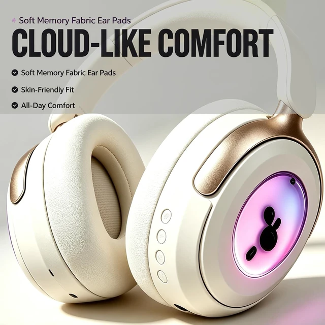 Alt view image 4 of 5 - RJHYHTH Bluetooth Headphones, Wireless Headphones with Microphone,Dynamic Magnetic Flow Music Rhythm Magnetic Ferrofluid Headphones,Hi-Fi Stereo Over-Ear Headset,