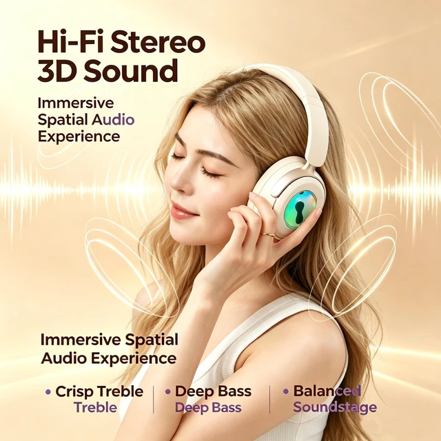 Alt view image 3 of 5 - RJHYHTH Bluetooth Headphones, Wireless Headphones with Microphone,Dynamic Magnetic Flow Music Rhythm Magnetic Ferrofluid Headphones,Hi-Fi Stereo Over-Ear Headset,