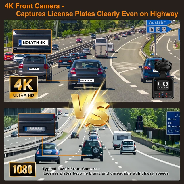 Alt view image 2 of 5 - NOLYTH 3 Channel Dash Camera for Cars, 4K+2K+1080P Crystal Clear Easy Setup