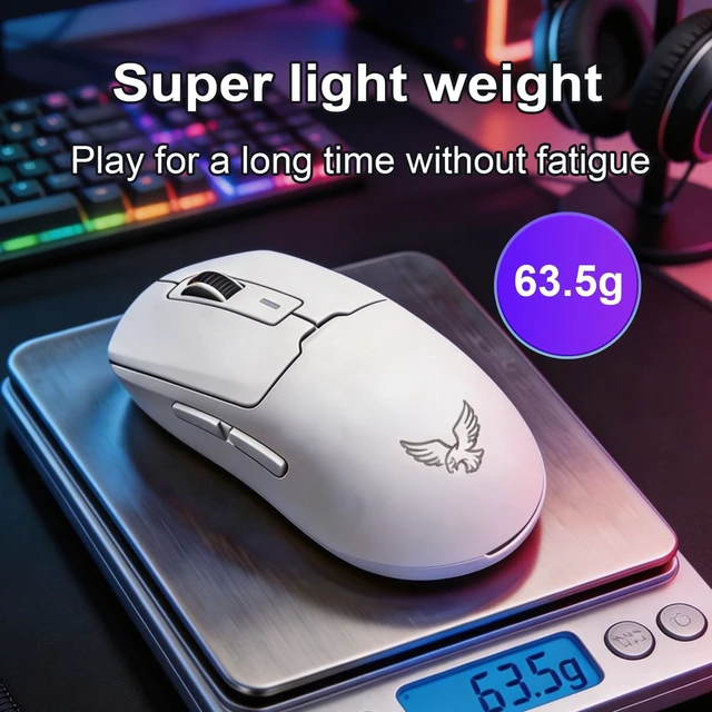 Alt view image 4 of 5 - ZaryMax NEO V2 Bluetooth Gaming Mouse, Tri-Mode, 55g, 12000DPI RGB, White