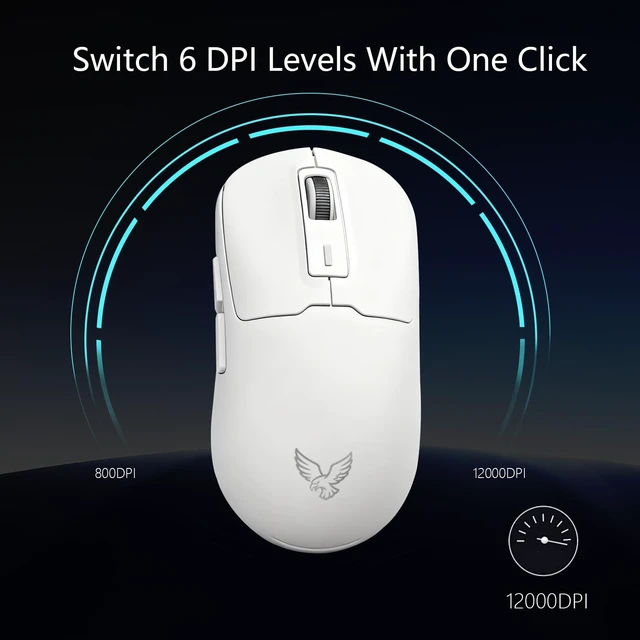 Alt view image 5 of 5 - ZaryMax NEO V2 Bluetooth Gaming Mouse, Tri-Mode, 55g, 12000DPI RGB, White