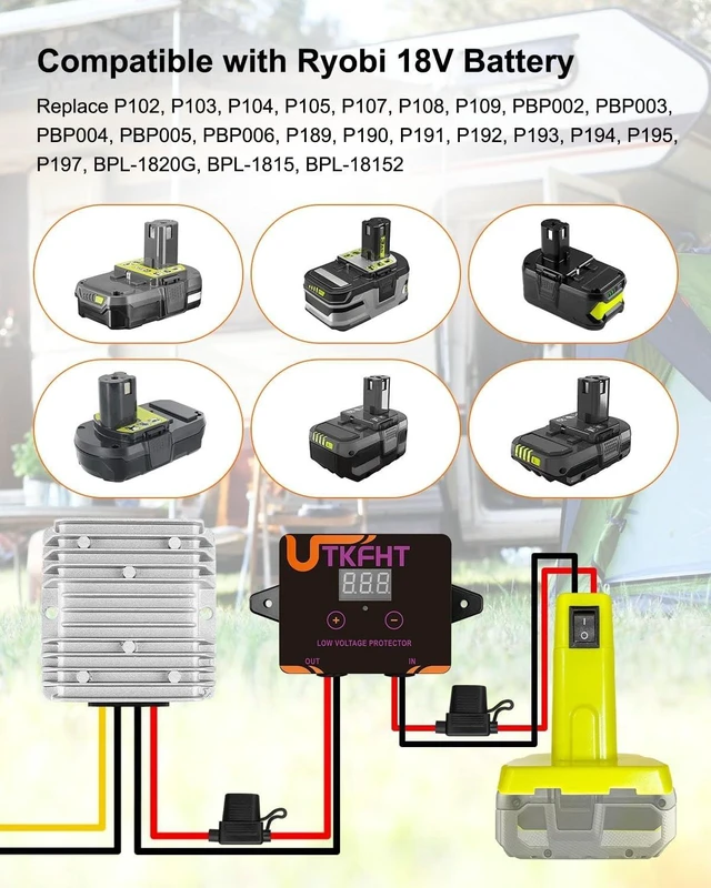Alt view image 2 of 5 - 18V to 12V Step Down Converter Compatible with Ryobi 18V Battery