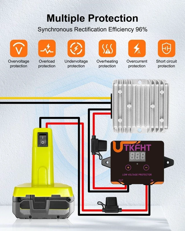 Alt view image 4 of 5 - 18V to 12V Step Down Converter Compatible with Ryobi 18V Battery