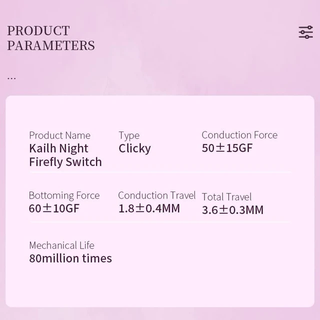 Alt view image 3 of 5 - KAILH Official Store Night Firefly Clicky Switch with Fluorescent Glow 80 Million Clicks, 50gf Conduction Force, 3.6mm Total Travel, Full PC Transparent Housing for Custom Keyboard (90)