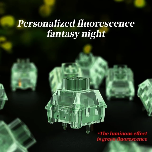 Alt view image 4 of 5 - KAILH Official Store Night Firefly Clicky Switch with Fluorescent Glow 80 Million Clicks, 50gf Conduction Force, 3.6mm Total Travel, Full PC Transparent Housing for Custom Keyboard (90)