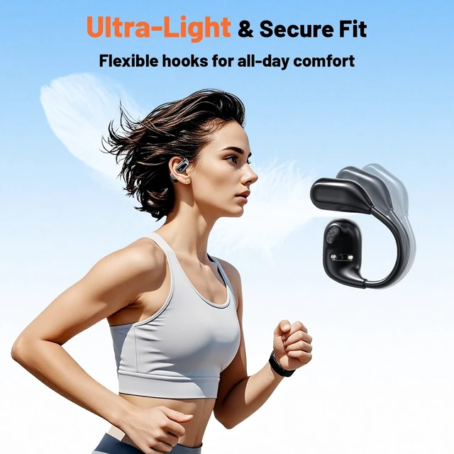 Alt view image 4 of 5 - ANVOSED Open Ear Headphones, Secure Lightweight Wear, Studio-Grade Immersive Sound Ultra-Portable Audio with Ambient Awareness for Workouts, Commutes & Daily Adventures