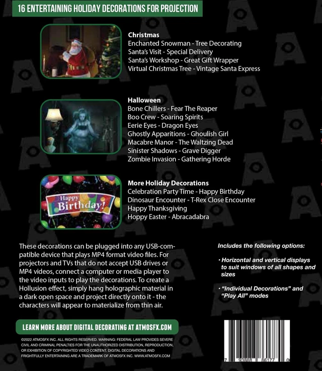 Alt view image 2 of 5 - AtmosFX 4 Seasons of Celebration on USB Includes 4 Christmas, 7 Halloween and More Scenes