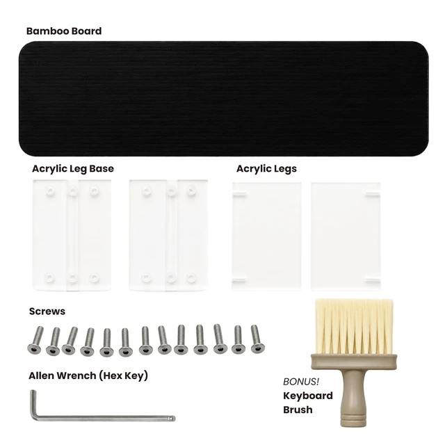 Alt view image 3 of 5 - Bamboo Monitor Riser, Wide Desktop Monitor Stand for Desk with Clear Acrylic Legs, 31.5 x 8 inch Bamboo Wood Shelf, Fit Keyboard, Home Office Workspace Accessories,Study Stationaries Storage (Black)